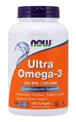 Now Foods Omega-3 1000 mg kwasy tłuszczowe EPA 500mg i DHA 250mg DHA 180 kaps.