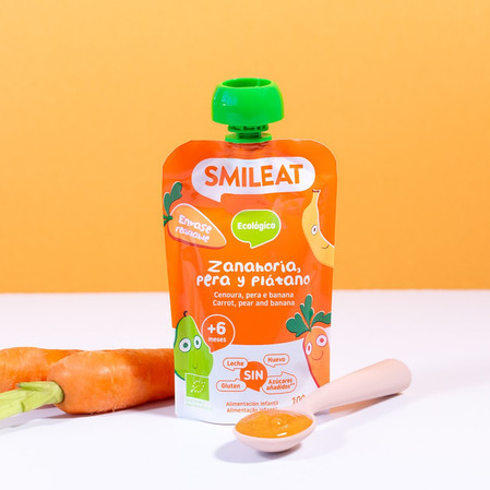 Smileat, BIO Mus z gruszką, bananem i marchewką 6m+, 100 g