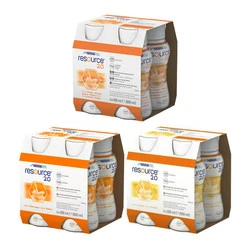 Zestaw: 1x RESOURCE 2.0 ananas mango 4 x 200ml, 1x RESOURCE 2.0 smak 4 x 200ml i 1x RESOURCE 2.0 morela 4 x 200ml  