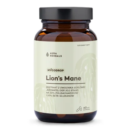Aura Herbals Mycodrop, Lion's Mane 30:1, 30% beta-glukan 60 kaps.