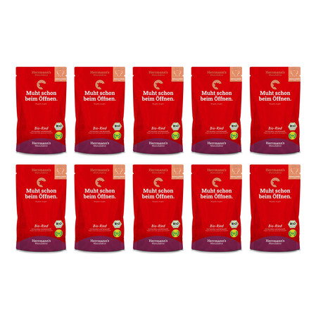 Zestaw 10x HERRMANN'S MANUFAKTUR Selection Dog Bio Rind - bio wołowina z marchwią (150g)