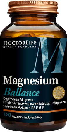 Doctor Life Magnesium Ballance cytrynian i jabłczan magnezu magnez 240mg suplement diety 120 kaps.