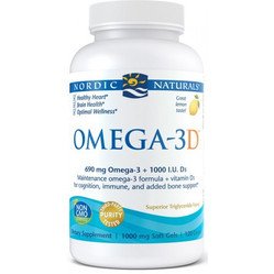 Nordic Naturals Omega 3 690 mg + D3 1000 IU kwasy Omega 3 kwasy EPA i DHA + Witamina D3 - 120 kaps. smak cytryna
