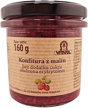 Konfitura z malin słodzona erytrytolem B/C 160g
