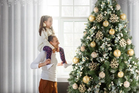 Firana gotowe rozm.: 140 x 250 cm, kolor biała z etaminy z aplikacją z gwiazdkami kółka