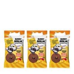 Zestaw: 3x Bunny Ninja Przekąska owocowa o smaku jabłko-mango 15g zero cukru besglutenowa