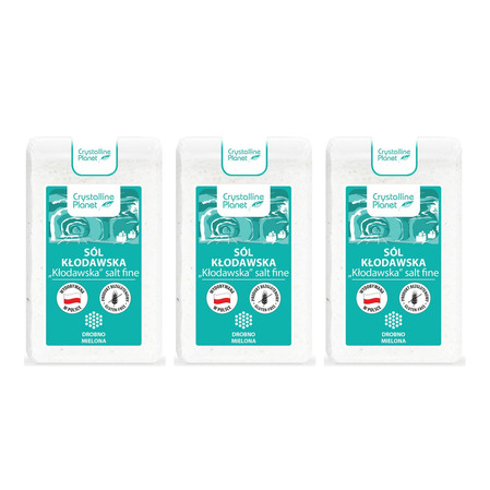 Zestaw: 3x Bio Planet − Sól kłodawska drobno mielona − 600 g