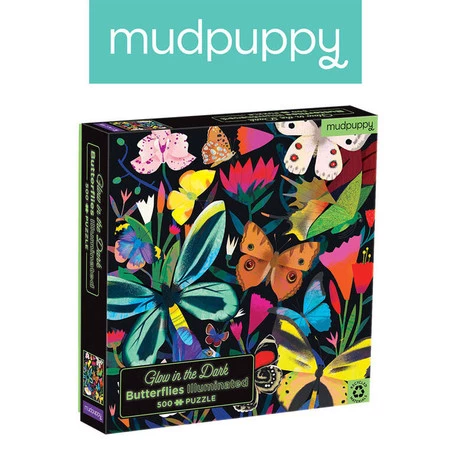 Mudpuppy Puzzle rodzinne świecące w ciemności Motyle 500 elementów 8+
