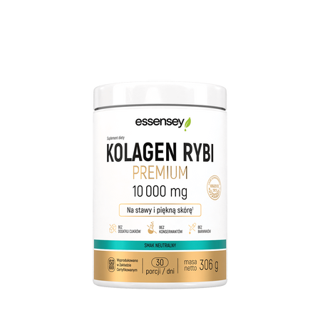  Essensey Kolagen Rybi Premium 10 000 mg wsparcie dla stawów, kości i pięknej skóry 306 g smak naturalny