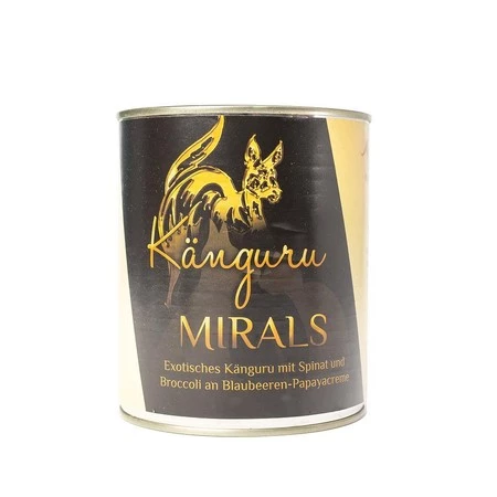 MIRALS Kangüru - Kangur ze szpinakiem i brokułami na kremie z jagód i papai (800g)