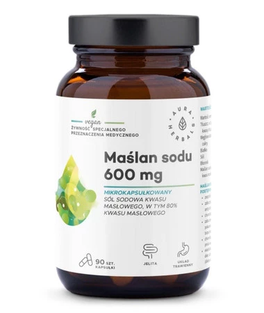 AURA HERBALS Maślan sodu mikrokapsułkowany 600mg, 90 kaps.