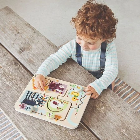 LILLIPUTIENS Drewniana tablica labirynt sensoryczny Farma 18 m+