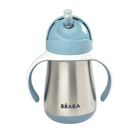 BEABA Bidon niekapek ze słomką termiczny 250 ml Windy Blue