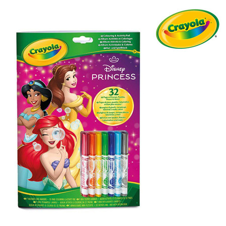 Crayola Kolorowanka dla dzieci z łamigłówkami i flamastrami Księżniczki Disneya 3+