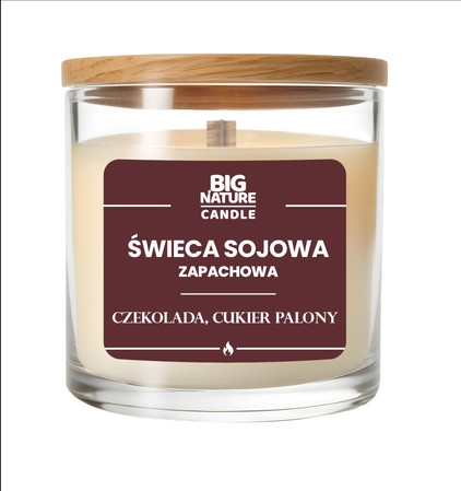 Big Nature Świeca sojowa o zap. Czekolada i Cukier Palony 155g