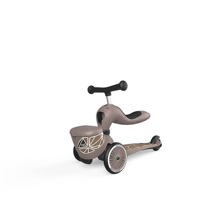SCOOTANDRIDE Highwaykick 1 Lifestyle 2w1 Jeździk i hulajnoga z zamykanym schowkiem 1-5 lat Brown Lines