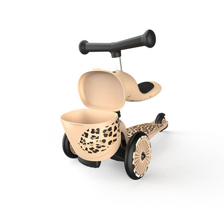 SCOOTANDRIDE Highwaykick 1 Lifestyle 2w1 Jeździk i hulajnoga z zamykanym schowkiem 1-5 lat Leopard