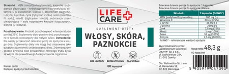Life Care Włosy, Skóra, Pazn. 60 kaps.