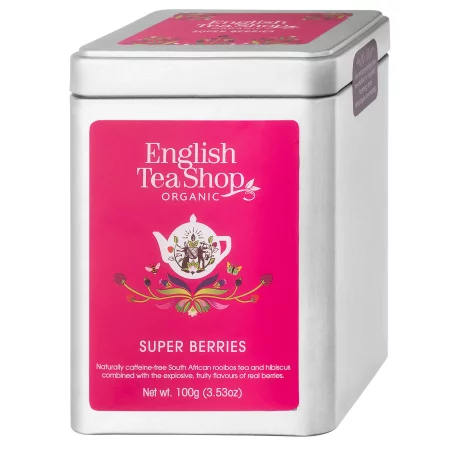 English Tea Shop Super Berries herbatka z hibiskusem, rooibosem, liśćmi słodkiej jeżyny herbata sypana 100g