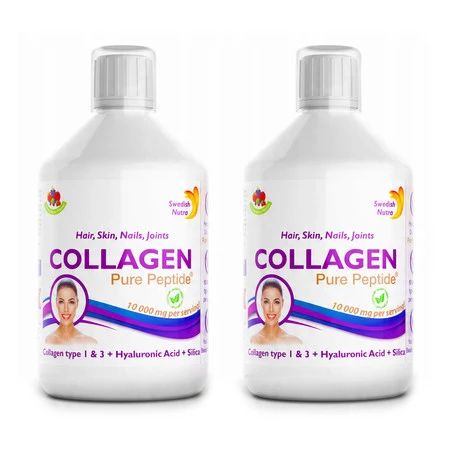Zestaw 2x Swedish Nutra Collagen 10 000 (bovine) na zdrową skórę 500ml smak jagoda