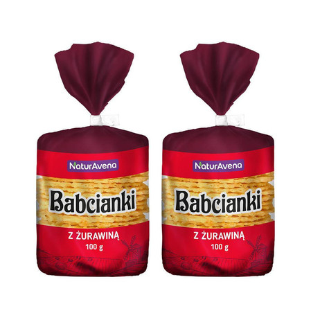 Zestaw: 2x Wafelki bez tłuszczu i bez barwników z żurawiną 100 g