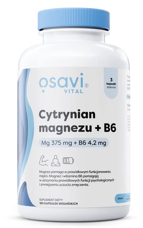 Osavi Cytrynian Magnezu + B6, 375mg + 4.2mg - 180 kaps.