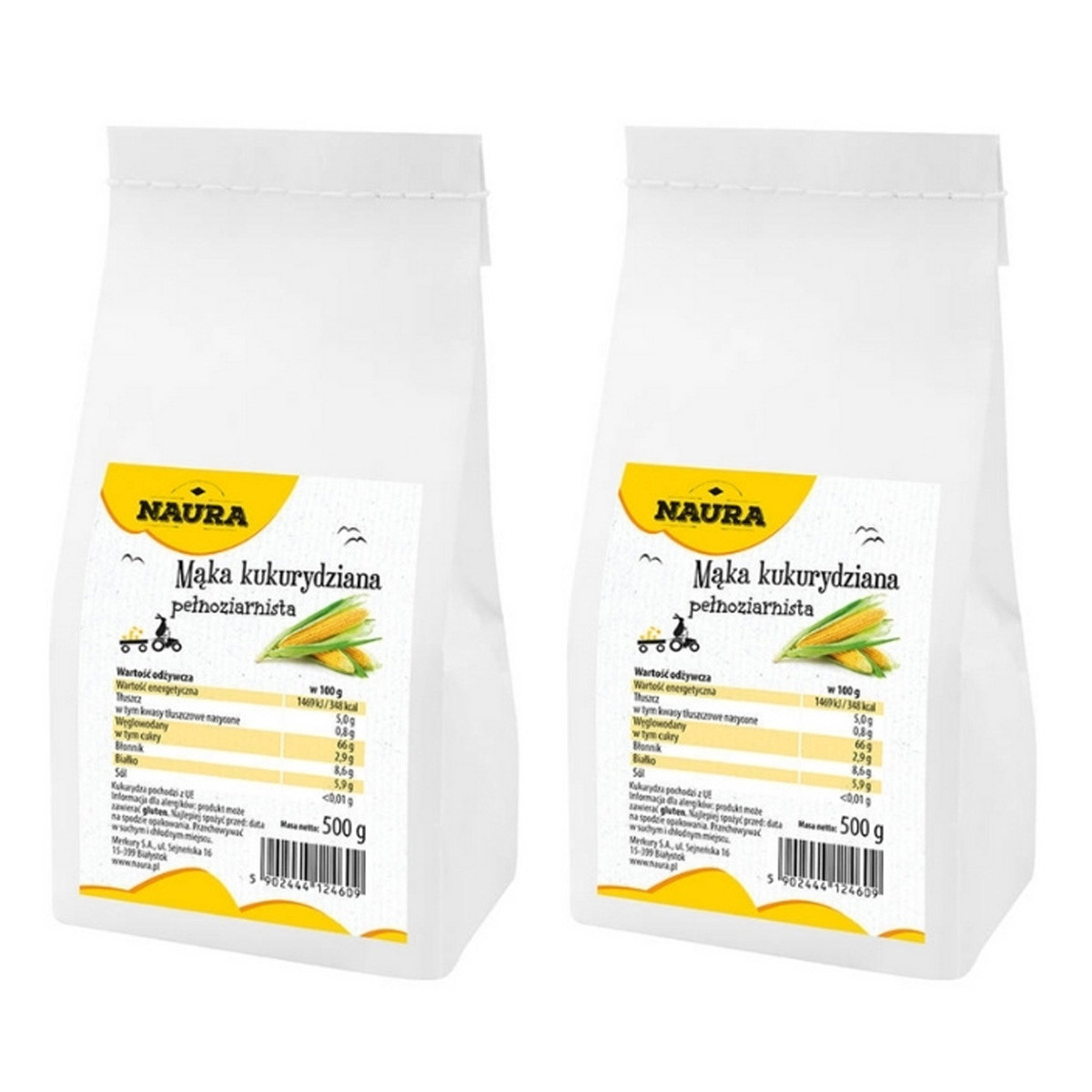 Zestaw 2x Mąka kukurydziana pełnoziarnista 500 g - Nabea.pl