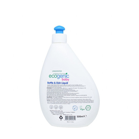 Ecogenic Baby, Płyn do mycia butelek, smoczków i zabawek, bezzapachowy, 500 ml