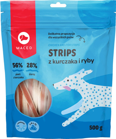 Maced Strips Z Kurczaka I Ryby - przysmak dla psa - 500g