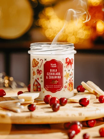 Woskiknot świeca sojowa Biała Czekolada & Żurawina