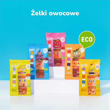 Smileat Triboo, BIO Sminolas, Żelki owocowe bez cukru Jabłko i Jagoda, 25g