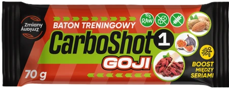 Zmiany Zmiany Baton Proteinowy Treningowy CarboShot 1 Goji bezglutenowy bez cukru 70g