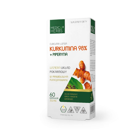 MEDICA HERBS Kurkumina 98% + Piperyna na wsparcie układu nerwowego 60 kaps.