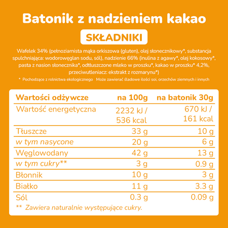 Smileat Triboo, BIO Wafelek z nadzieniem kakaowym, 30 g