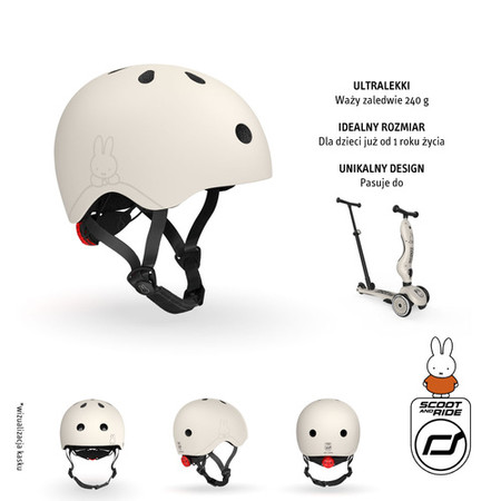 SCOOTANDRIDE Kask XXS-S dla dzieci 1-5 lat Miffy Ash
