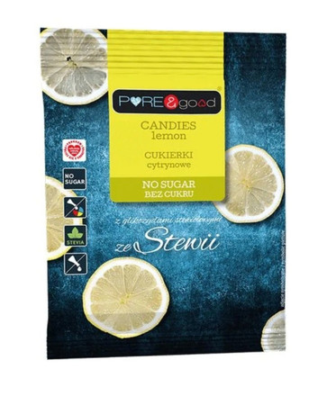 Pure & Good  Cukierki cytrynowe ze stewią B/C 50g