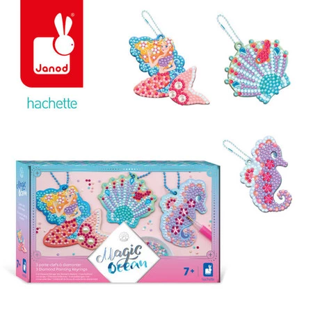 Janod Zestaw kreatywny do tworzenia breloczków Malowanie diamentami Magiczny ocean 7+