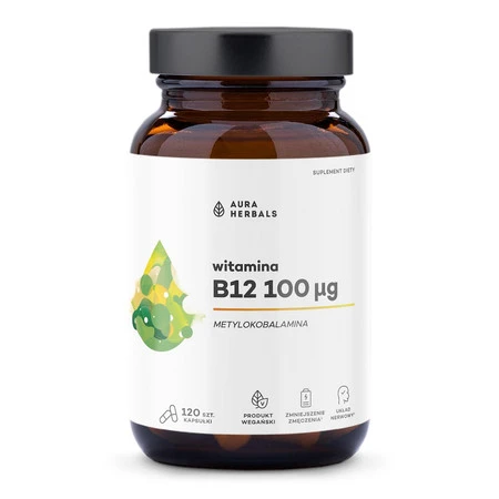 Aura Herbals Witamina B12 100 µg, metylokobalamina, 120 kaps.