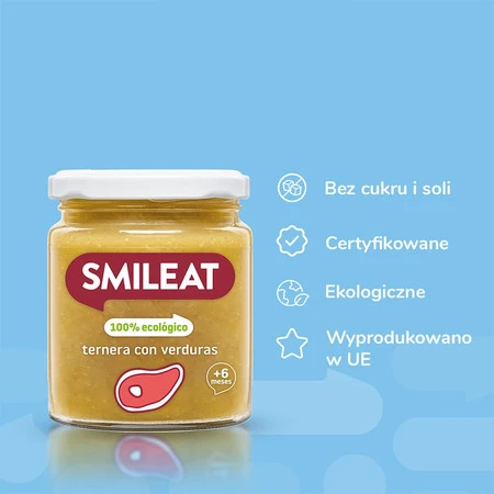 Smileat, BIO Słoiczek z cielęciną i warzywami 6m+, 230 g