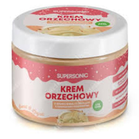 SUPERSONIC Krem orzechowy crunchy smak biała czekolada z kawałkami orzeszków (low-carb) 250g KRÓTKA DATA 2026-06-08