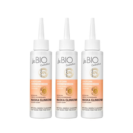 Zestaw: 3x beBIO - Baby Hair Complex Scalp Care naturalna głęboko oczyszczająca maska glinkowa do skóry głowy 100ml