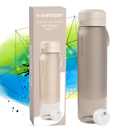 Wessper  Butelka filtrująca na wodę  Tritanowa TRITAN Actitex beżowa 1000 ml