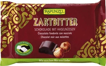 CZEKOLADA GORZKA Z ORZECHAMI LASKOWYMI BIO 100 g - RAPUNZEL