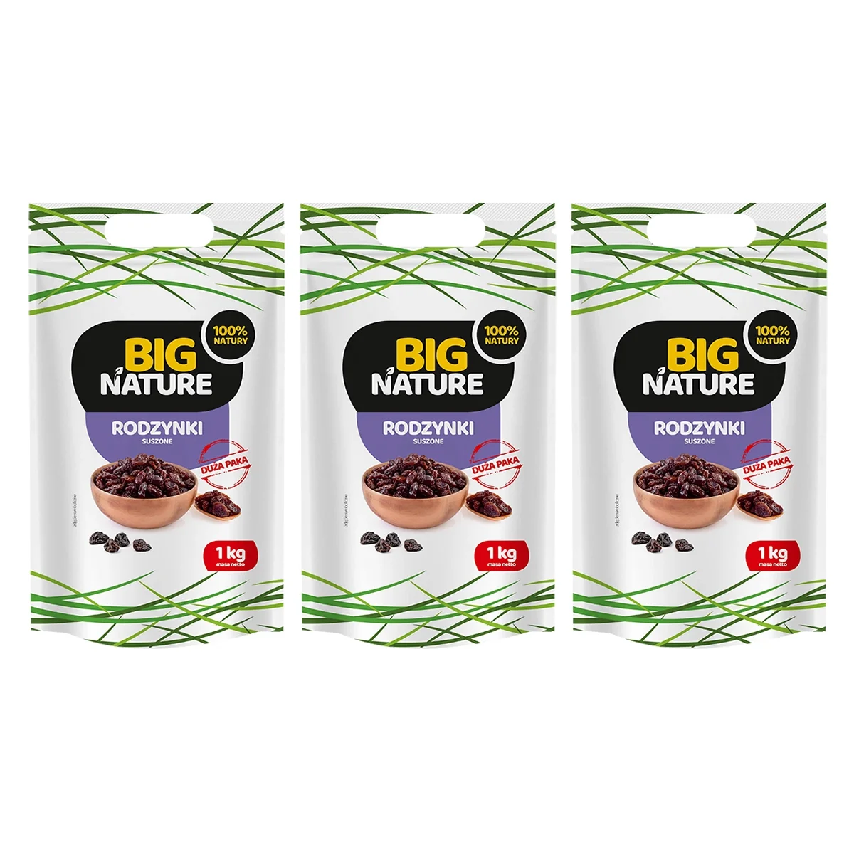 Zestaw 3x Big Nature Rodzynki 1kg - Nabea.pl
