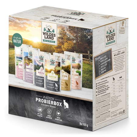 WILDES LAND CAT Box próbny - saszetki dla kota (8x100g)