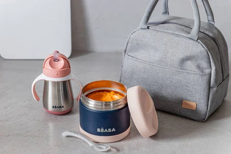 BEABA Bidon niekapek ze słomką termiczny 250 ml Windy Blue