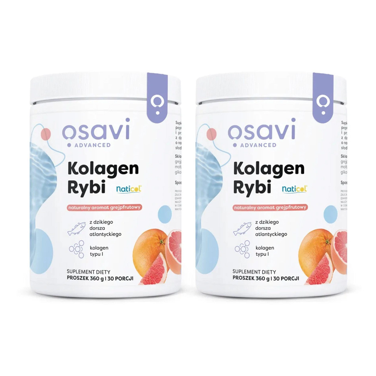 Zestaw 2x Osavi Kolagen Rybi z Dzikiego Dorsza 360 g, smak grejpfrut - Nabea.pl