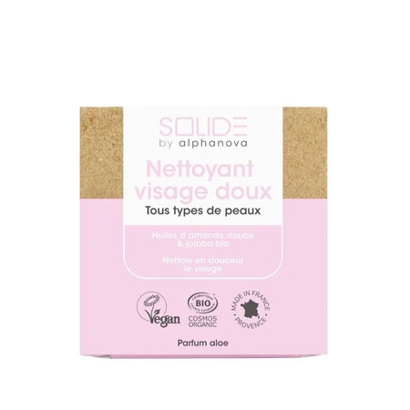 SOLIDE by alphanova, Mydło do twarzy w kostce z olejkiem jojoba i słodkimi migdałami, 75 g