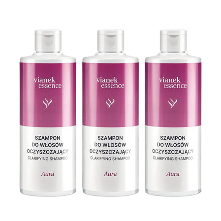 Zestaw: 3x Vianek Essence Szampon do włosów oczyszczający Aura 300ml