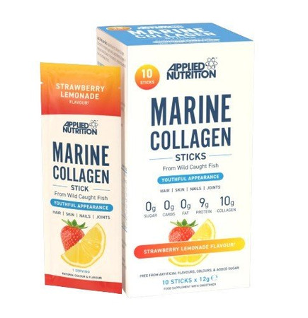 Applied Nutrition Marine Collagen Sticks kolagen morski na wsparcie stawów 10 x 12g smak lemoniada truskawka